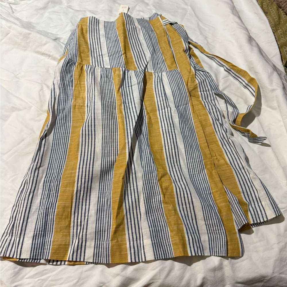 Anthropologie Maeve Laura
Blue Yellow Striped Wrap Midi
Skirt Women's Size 2